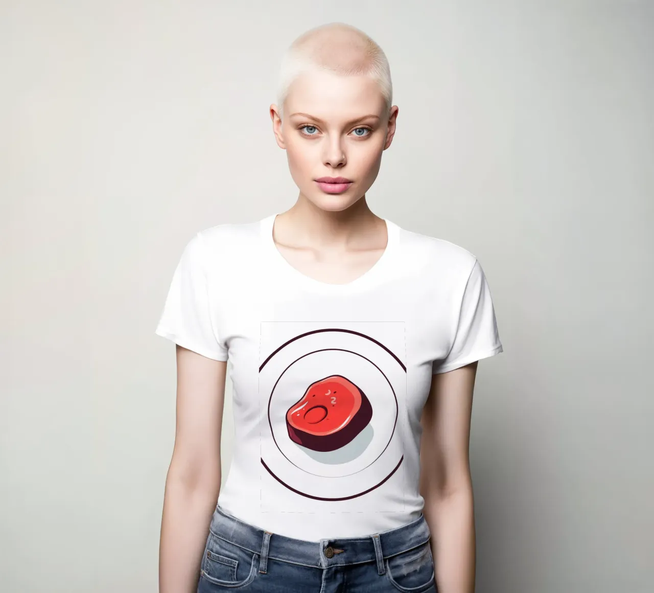 Bistecca succulenta su un piatto bianco dal design semplice t-shirt da donna da DesignDoodle