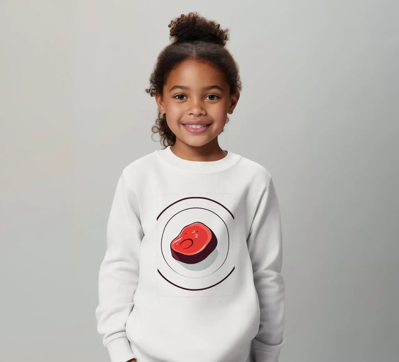 Bistecca succulenta su un piatto bianco dal design semplice felpa bambino da DesignDoodle