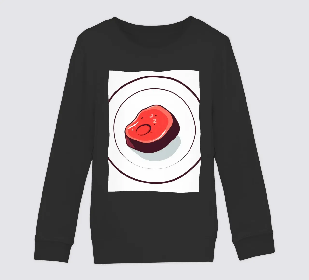 Bistecca succulenta su un piatto bianco dal design semplice felpa bambino da DesignDoodle