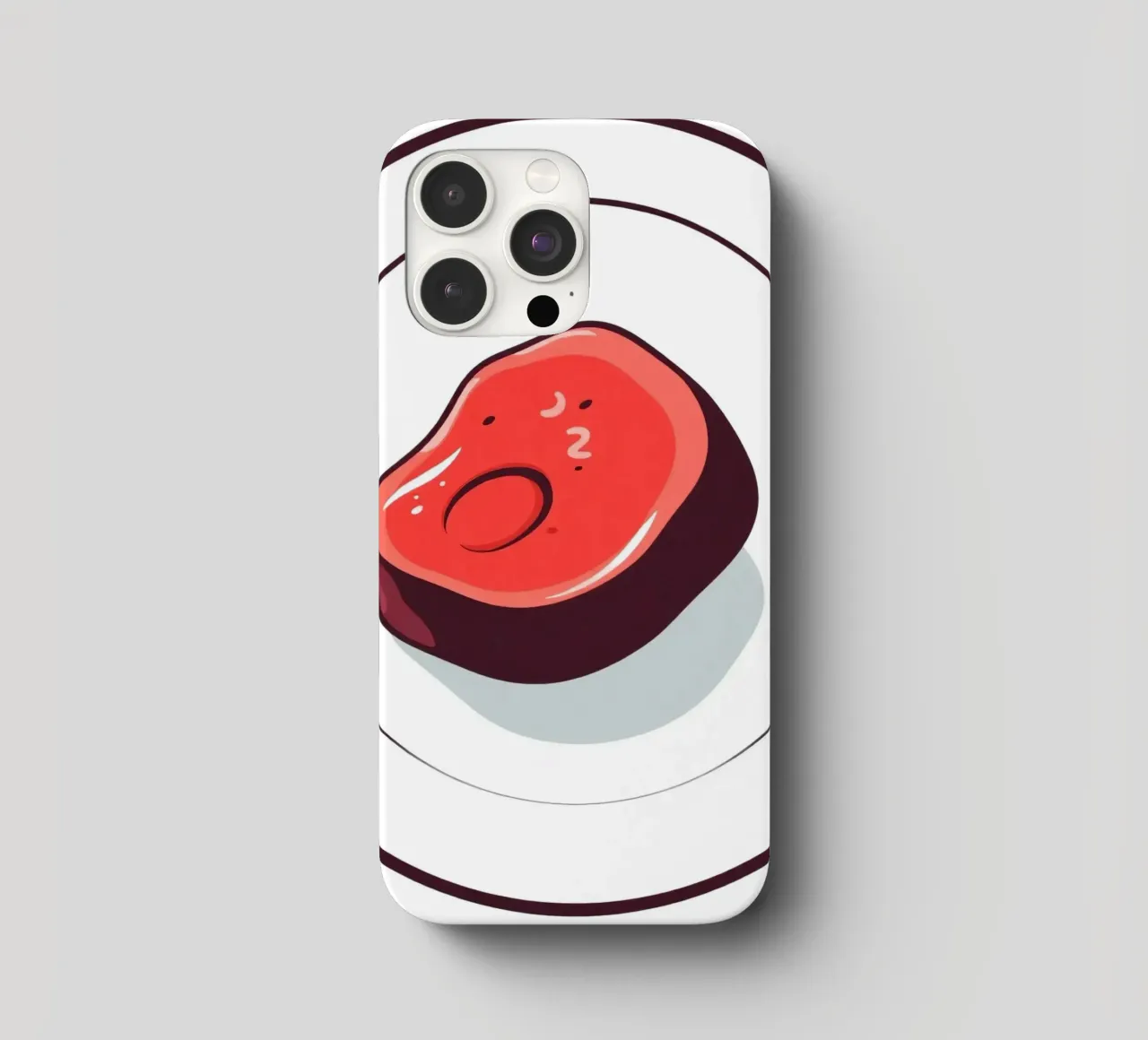 Bistecca succulenta su un piatto bianco dal design semplice cover iphone da DesignDoodle