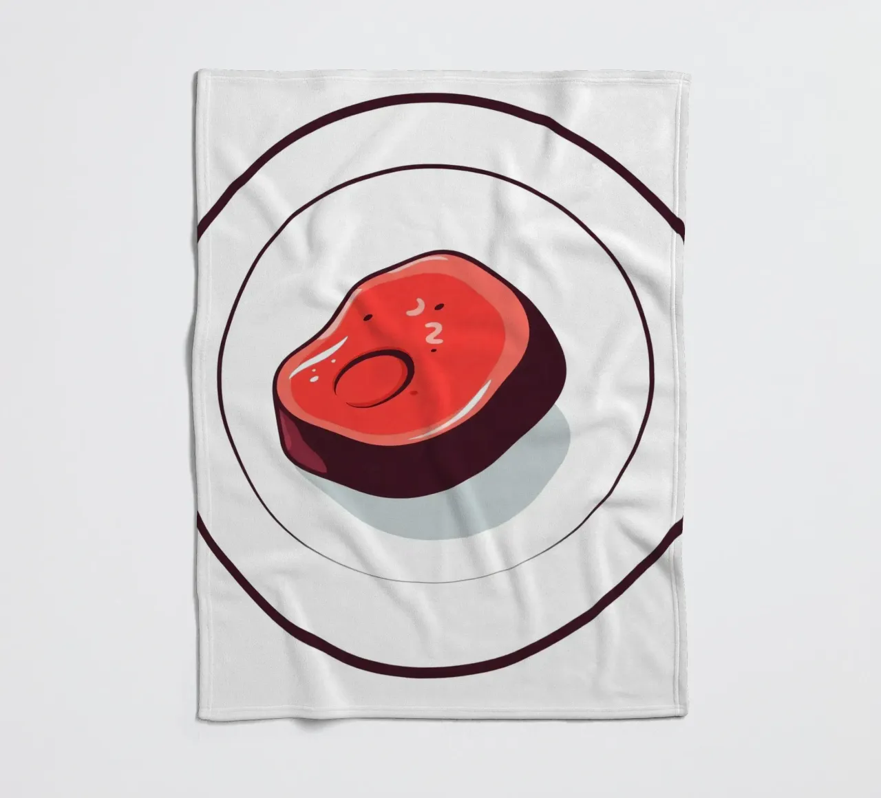 Bistecca succulenta su un piatto bianco dal design semplice coperta in pile da DesignDoodle