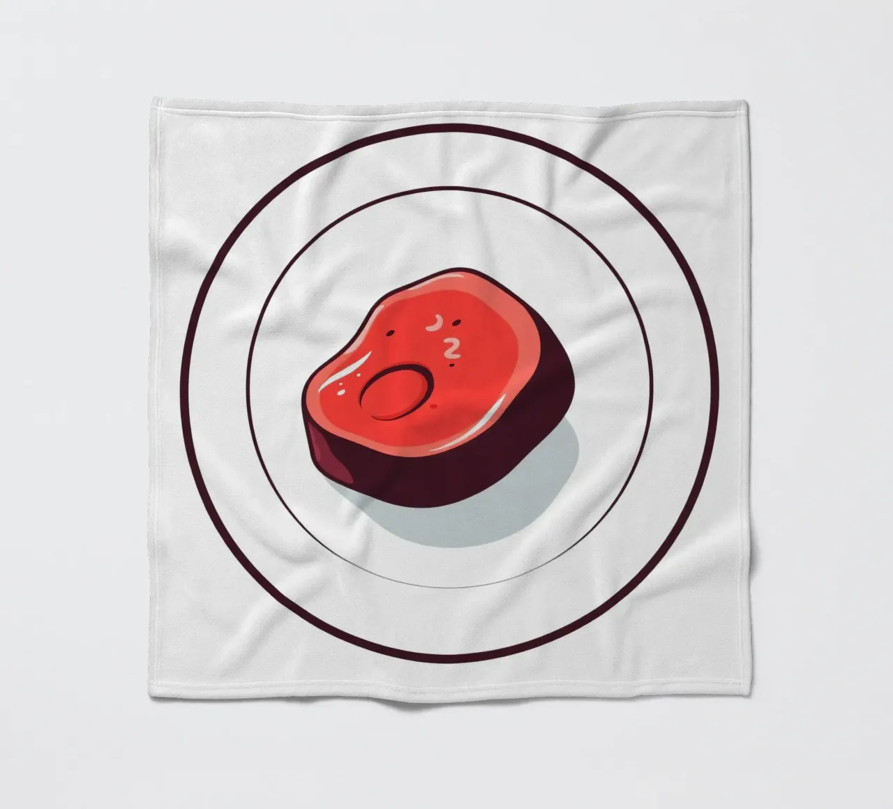 Bistecca succulenta su un piatto bianco dal design semplice coperta in pile da DesignDoodle