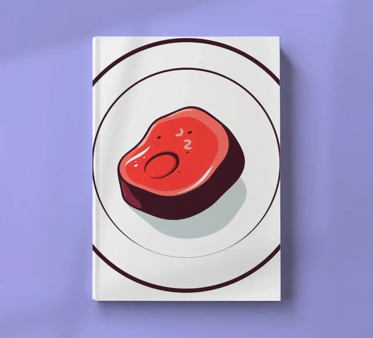 Bistecca succulenta su un piatto bianco dal design semplice diario da DesignDoodle