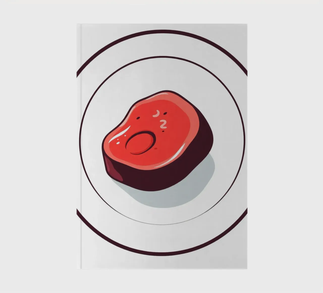 Bistecca succulenta su un piatto bianco dal design semplice diario da DesignDoodle