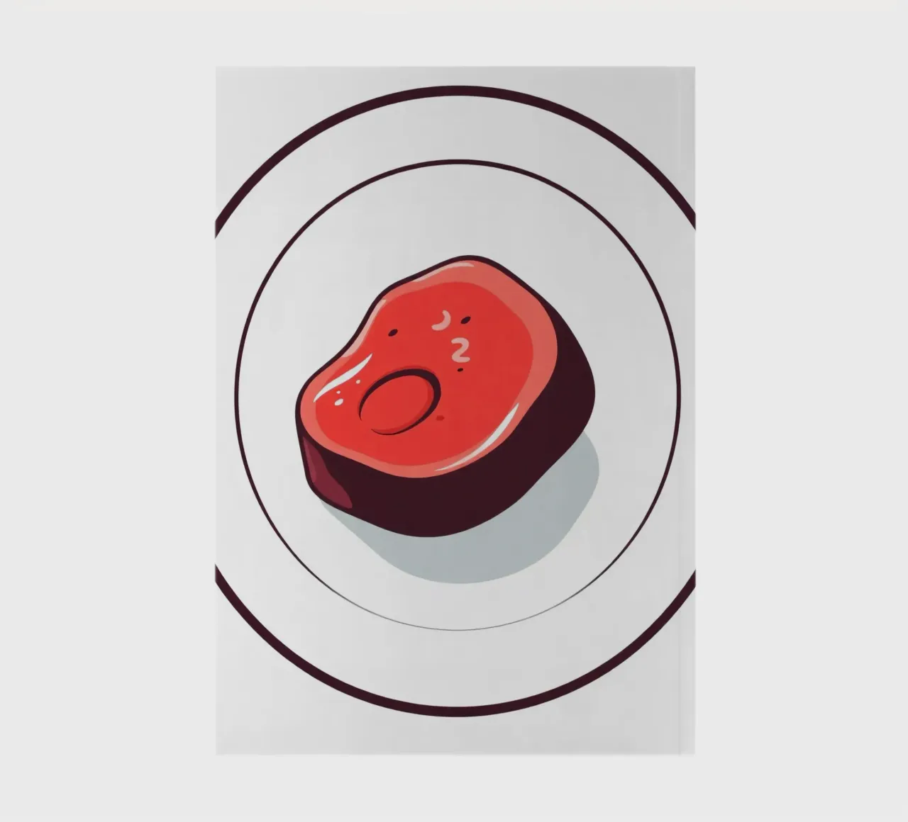 Bistecca succulenta su un piatto bianco dal design semplice diario da DesignDoodle