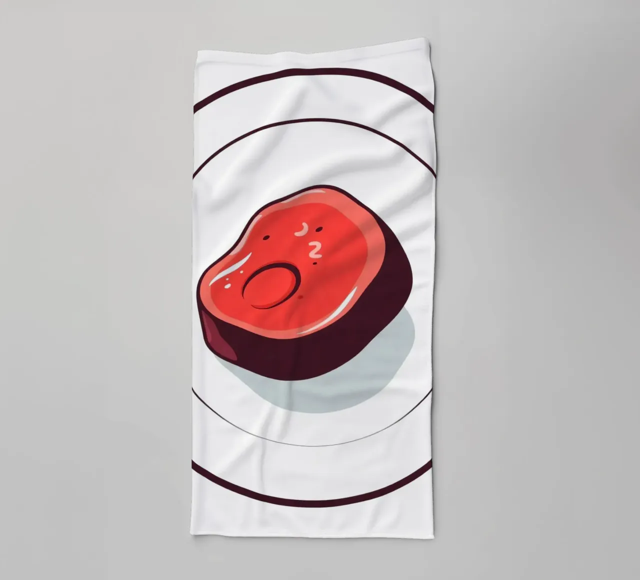 Bistecca succulenta su un piatto bianco dal design semplice asciugamano da bagno da DesignDoodle