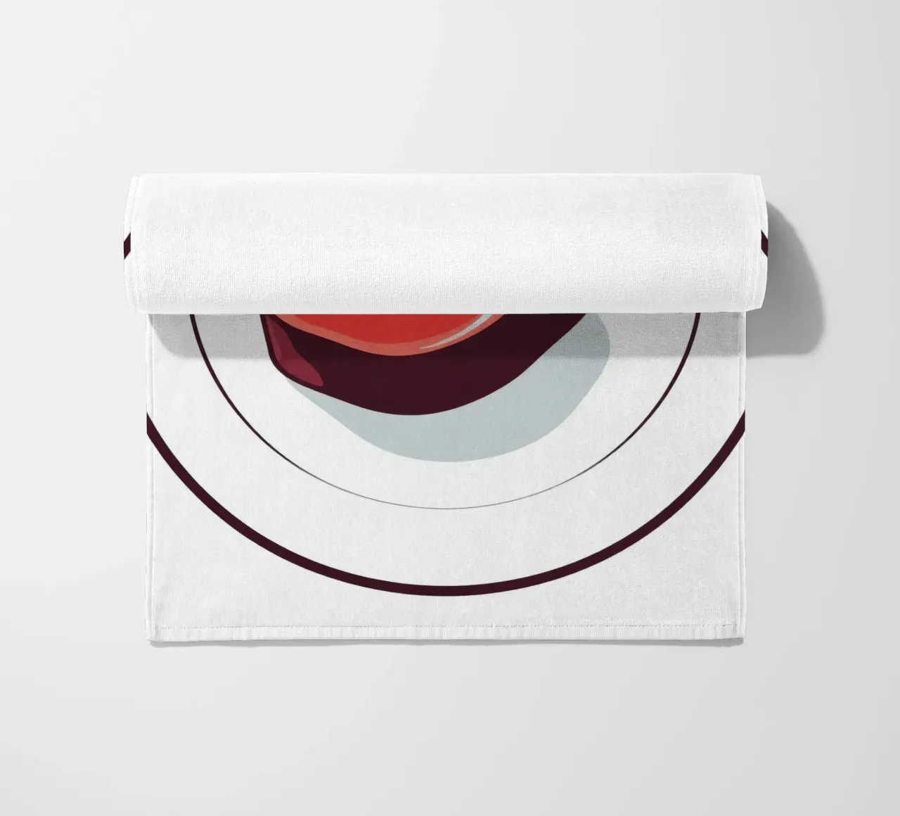 Bistecca succulenta su un piatto bianco dal design semplice telo mare da DesignDoodle