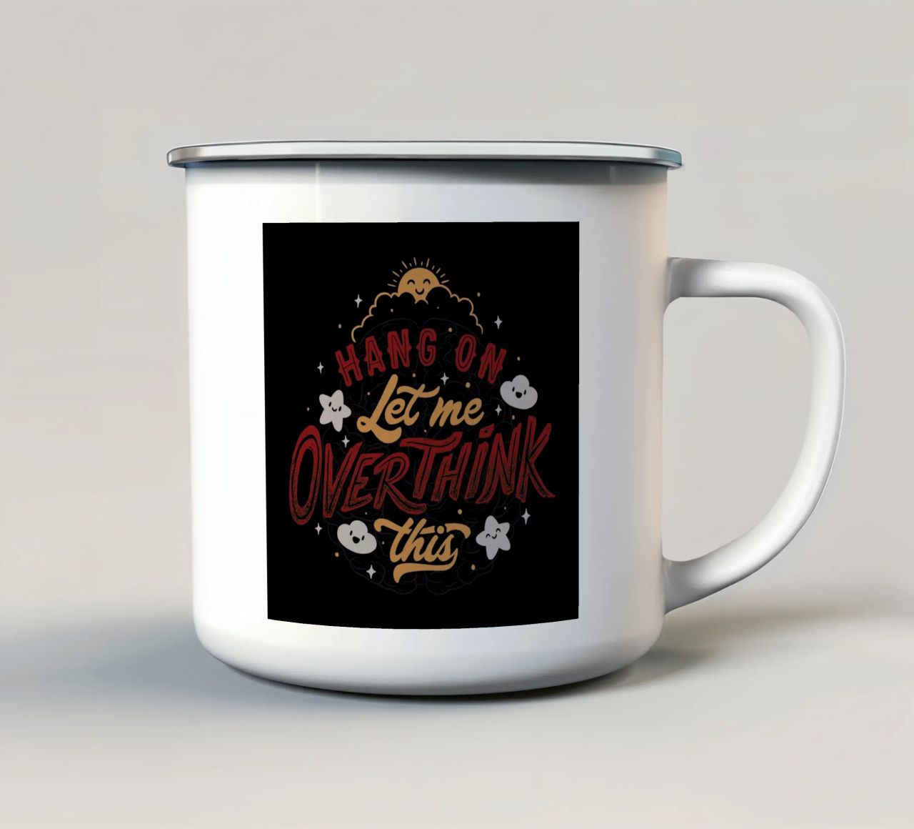 Hang On. Let Me Overthink This. tazza in smalto da Tobe Fonseca
