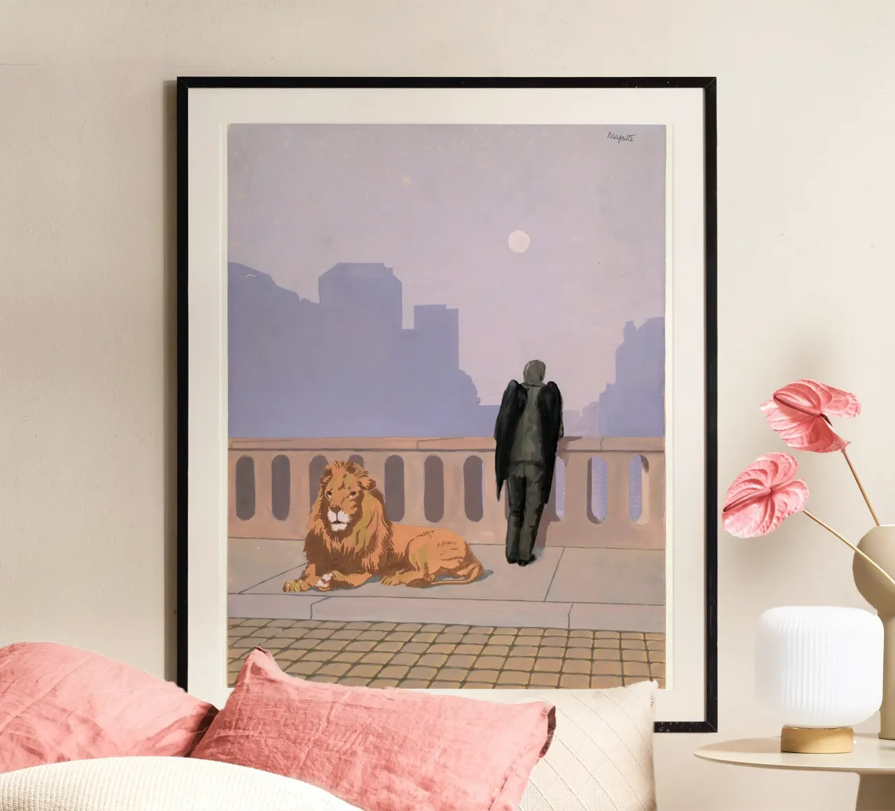 "Nostalgia di casa" di René Magritte poster con telaio in legno da Classic Art Prints