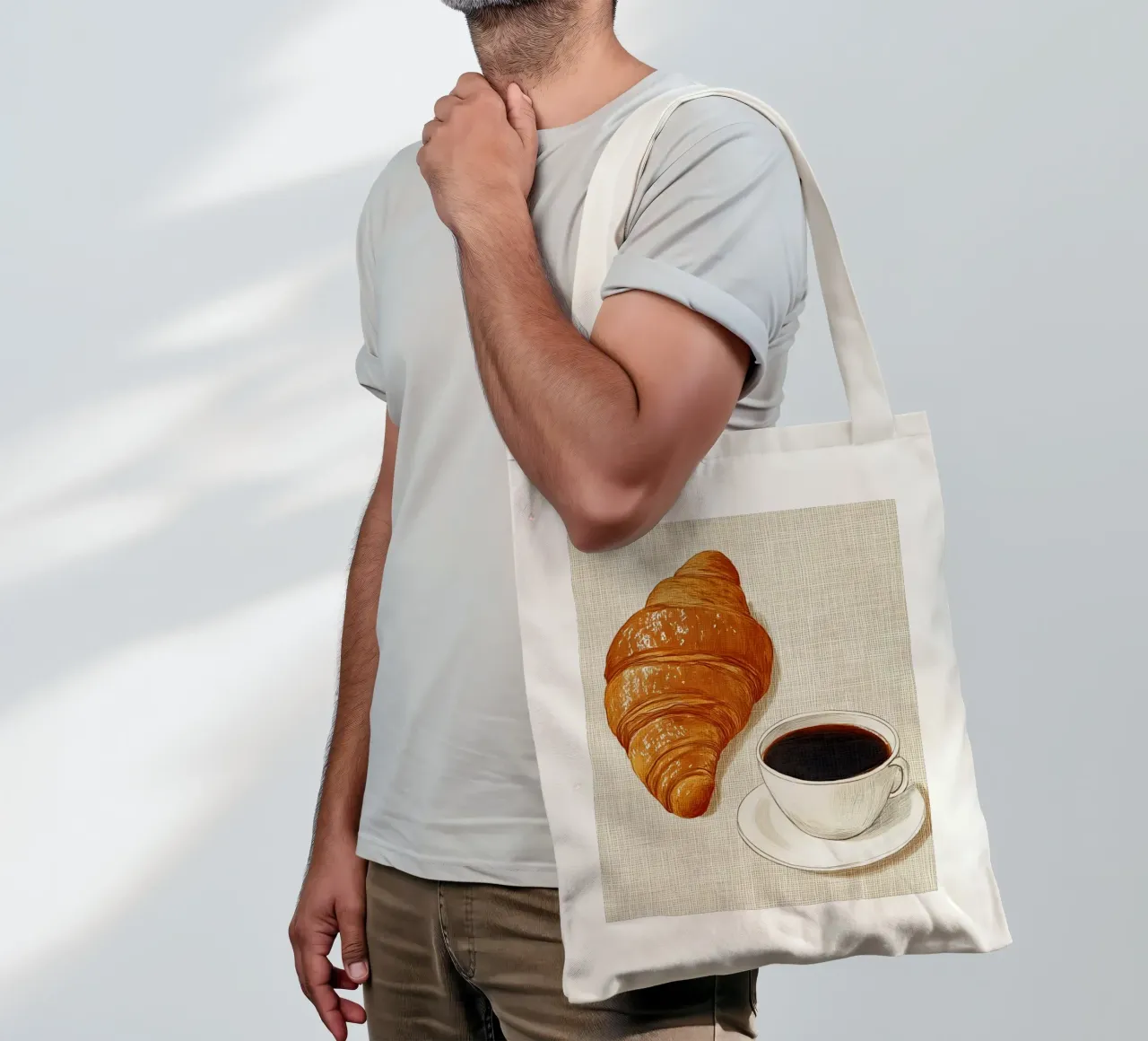 Caffè e croissant borsa in juta da Curious Canvas
