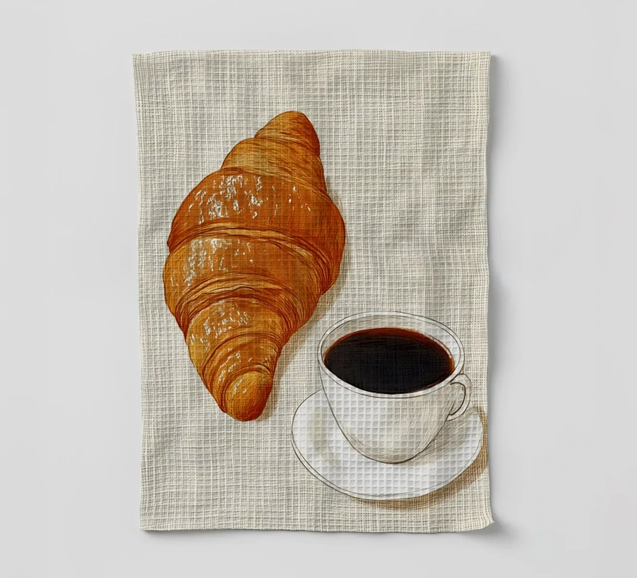 Caffè e croissant canovaccio da cucina da Curious Canvas