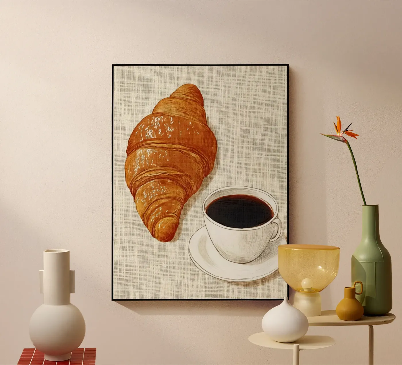 Coffee and croissant Acryl-Glas von Curious Canvas