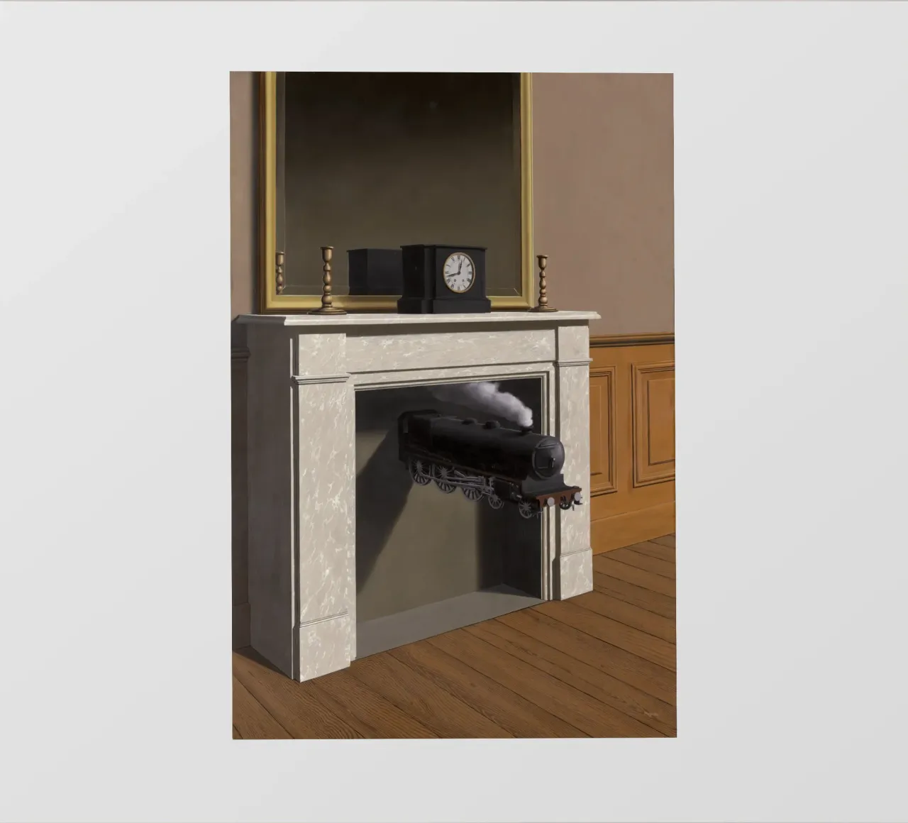 "La Durée Poignardée (Time Transfixed) by René Magritte photo wallpaper by Classic Art Prints