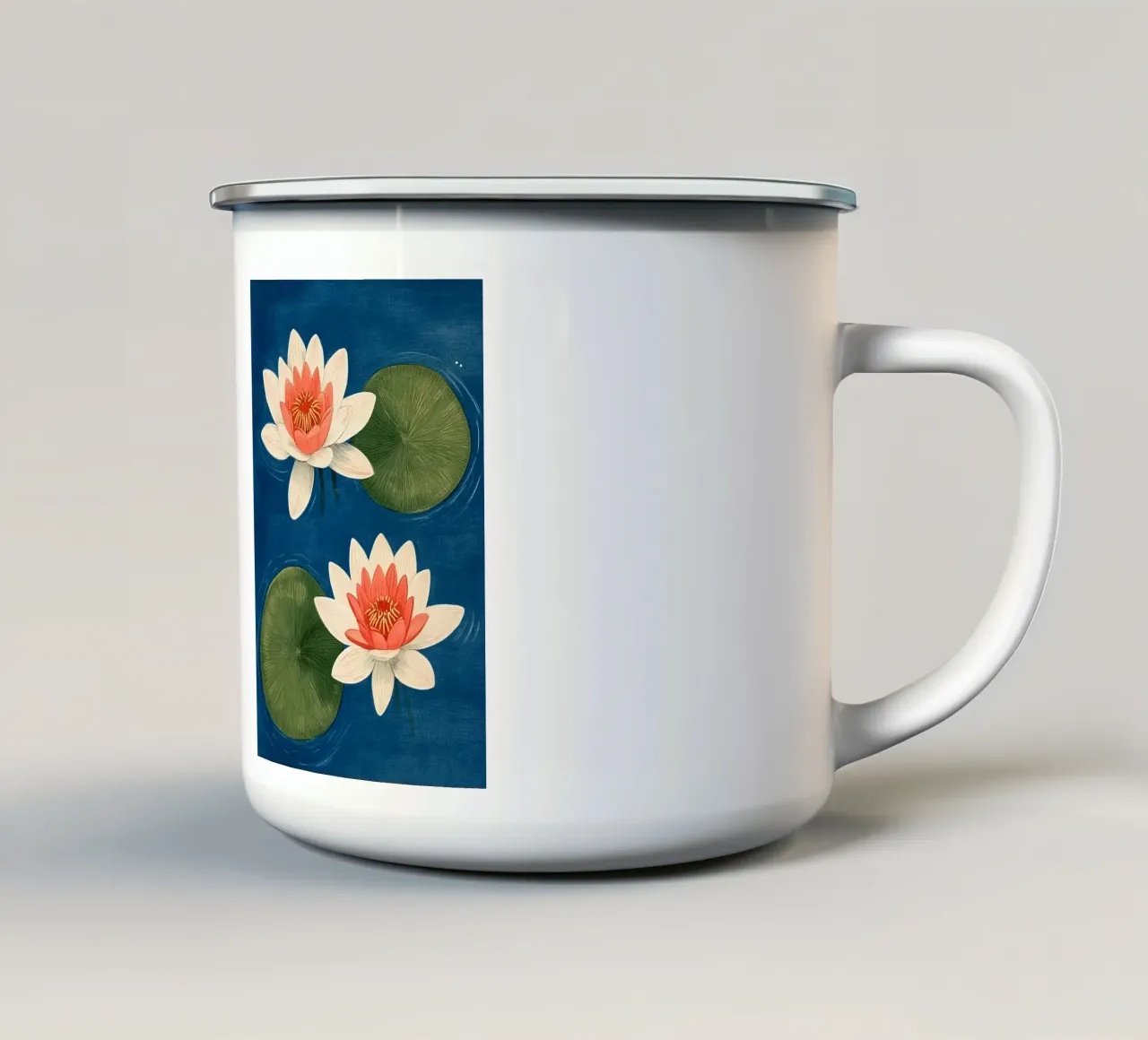 Due ninfee tazza in smalto da Curious Canvas