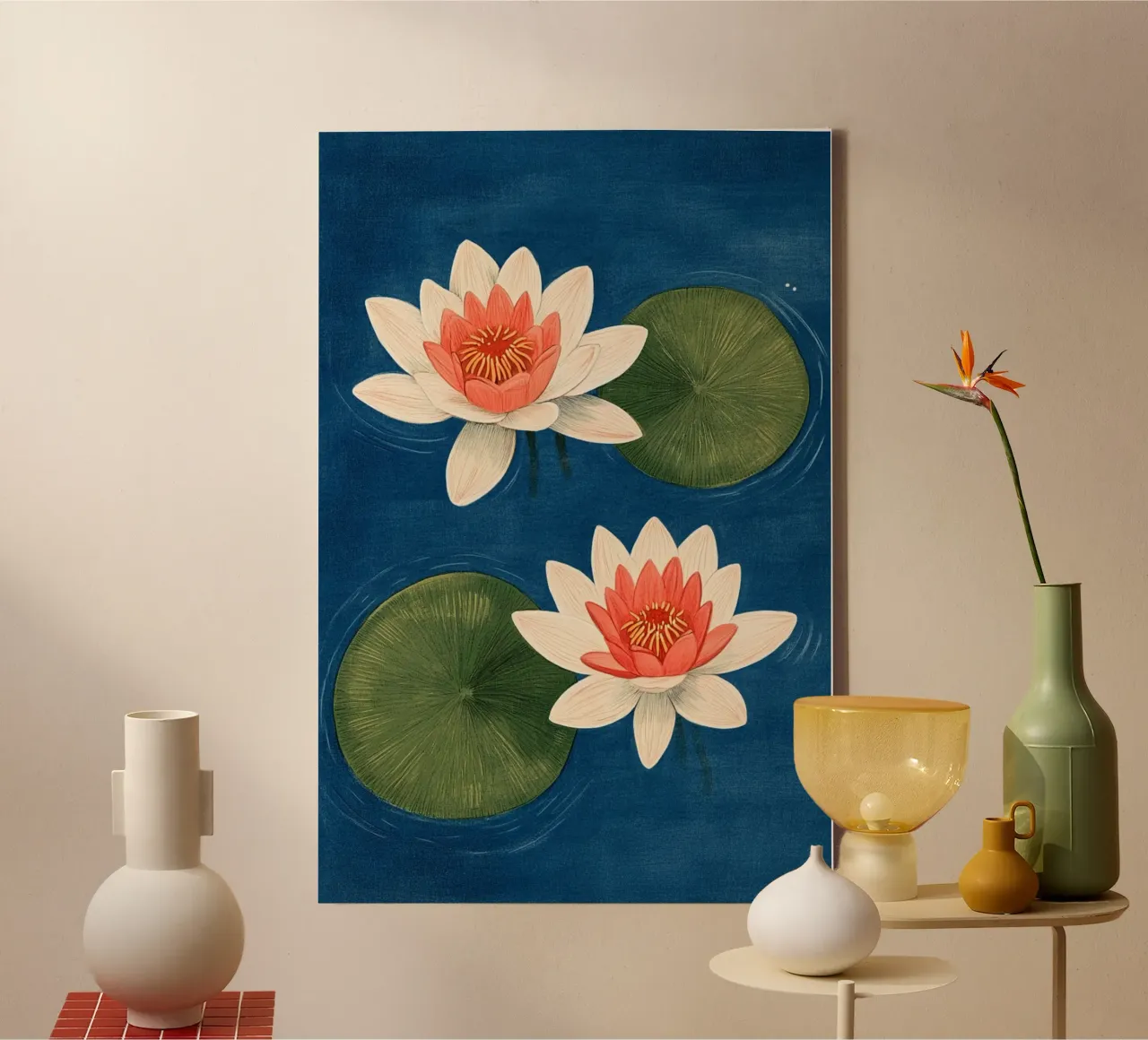 Due ninfee tela con Cornice a cassetta da Curious Canvas