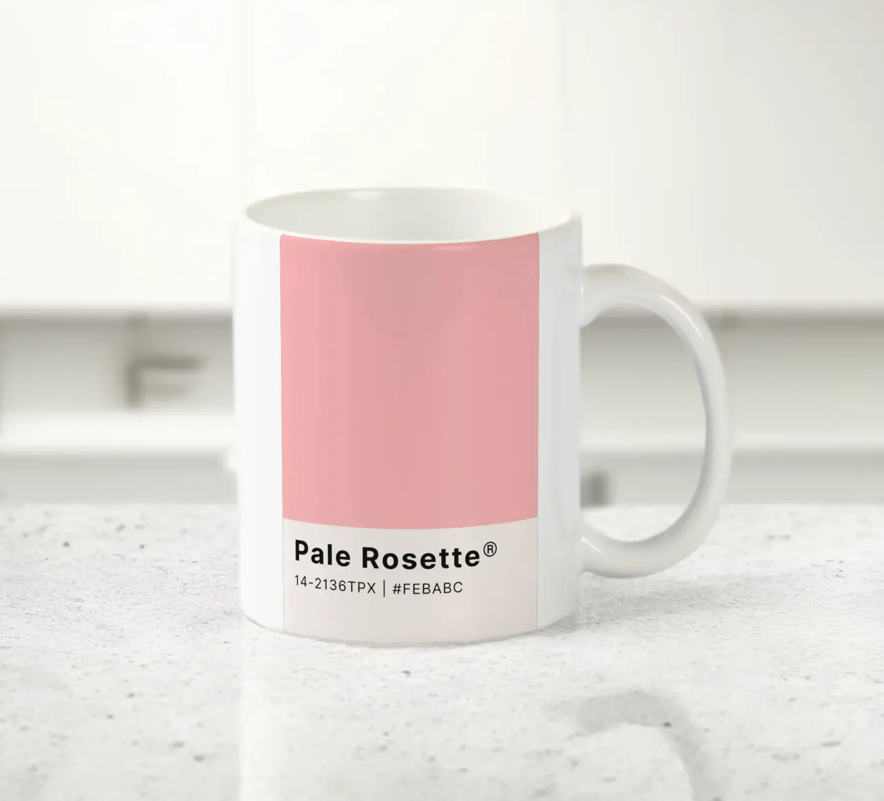 "Pale Rosette" Pantone Color Chip Art - Minimalist Pink ceramic mug by ClubArt