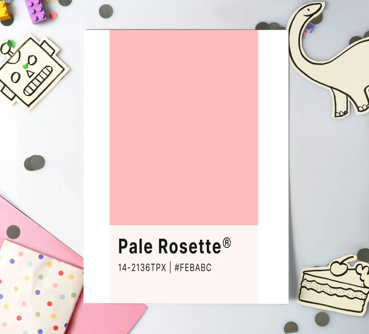 "Pale Rosette" Pantone Color Chip Art - Minimalist Pink sticker sheet by ClubArt