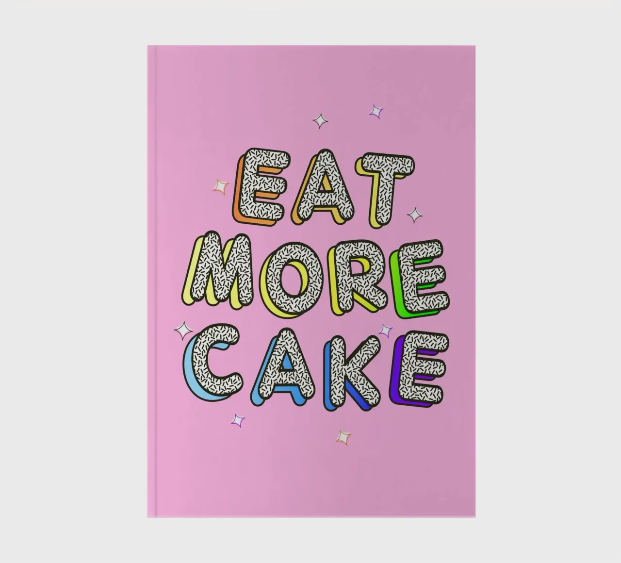 Eat More Cake – Bold Retro Typography Print notebook by showmemars