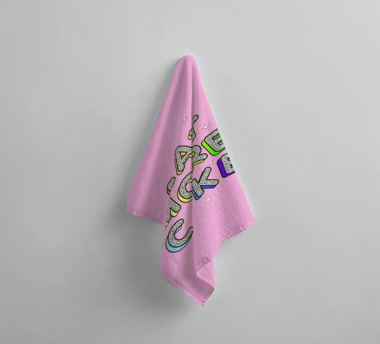 Eat More Cake – Bold Retro Typography Print towel by showmemars