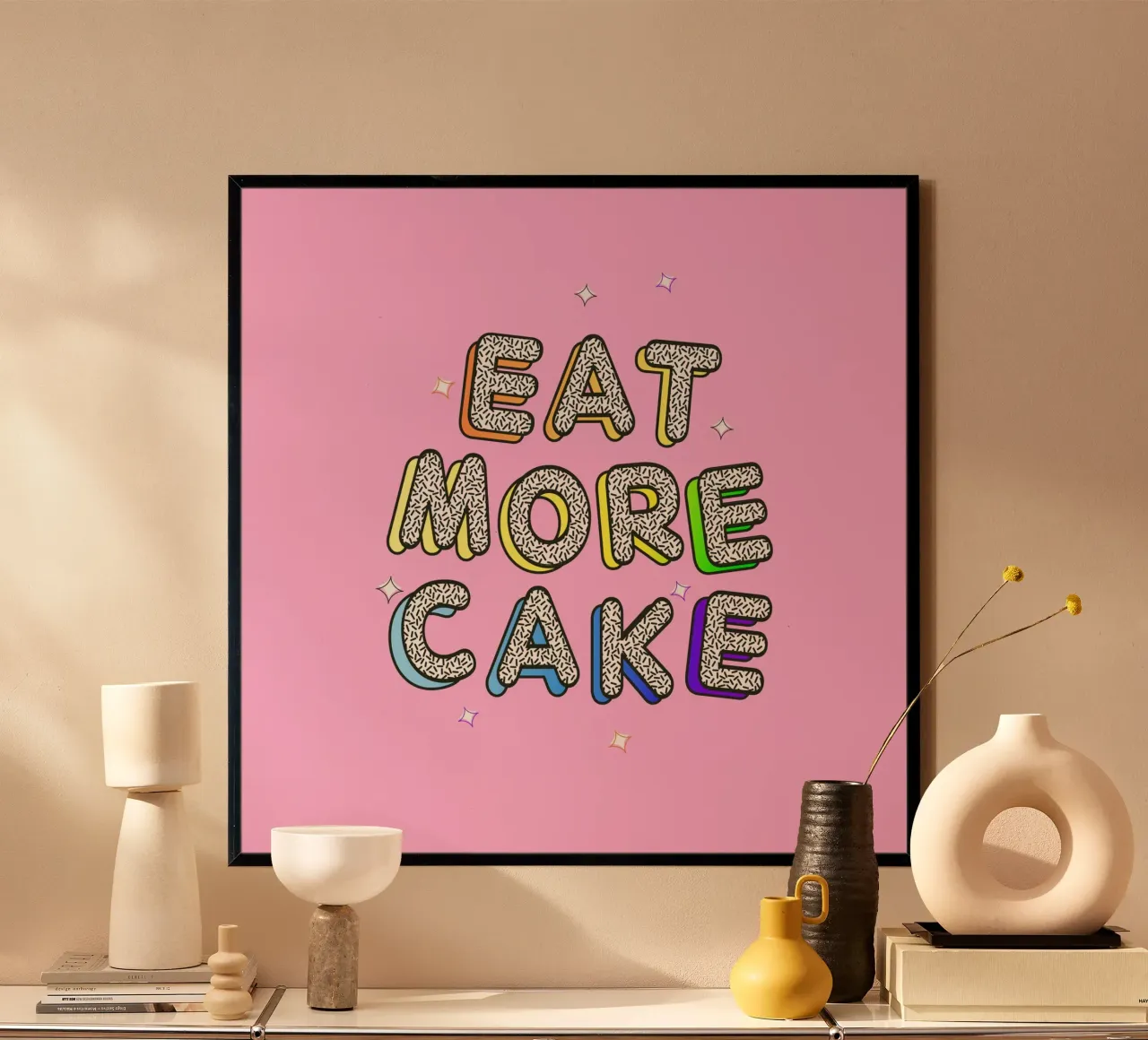 Eat More Cake - Typographie rétro audacieuse imprimée poster de showmemars