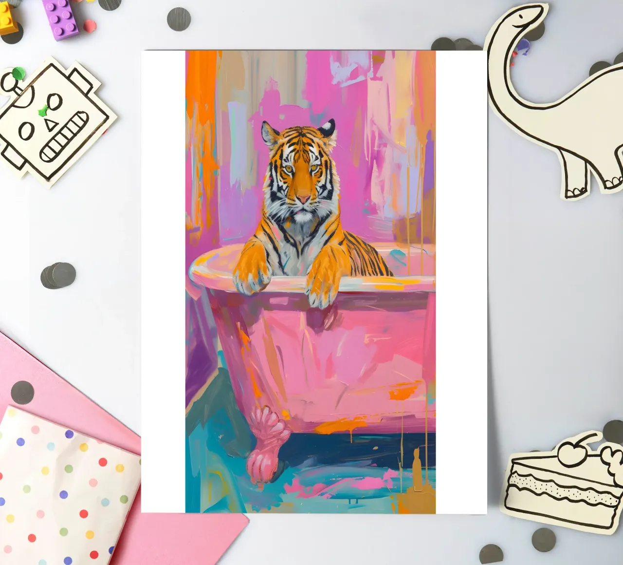 "Tiger's Soak" Abstract Pop Art - Vibrant & Whimsical sticker sheet by ClubArt