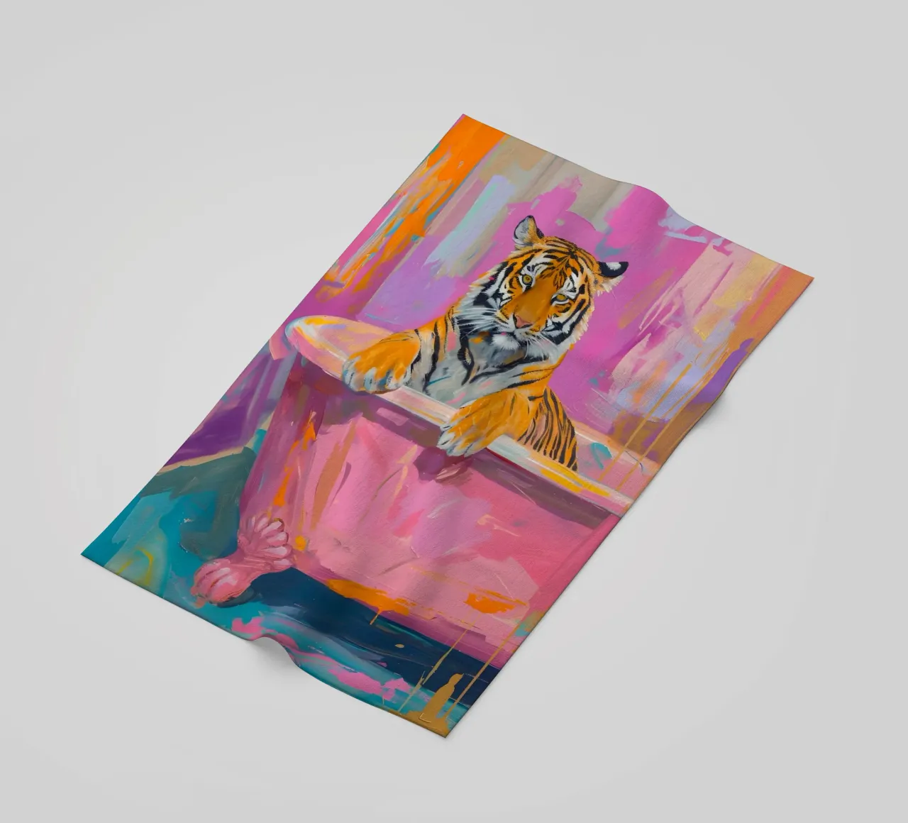 "Tiger's Soak" Abstract Pop Art - Vibrant & Whimsical beach towel by ClubArt