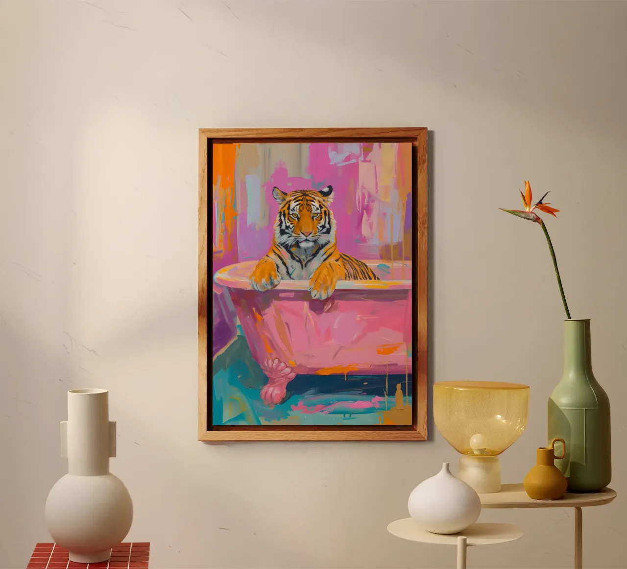 "Tiger's Soak" Abstract Pop Art - Vibrant & Whimsical forex plate by ClubArt