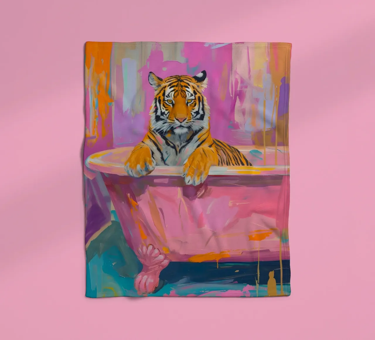 "Tiger's Soak" Abstract Pop Art - Vibrant & Whimsical fleece blanket by ClubArt