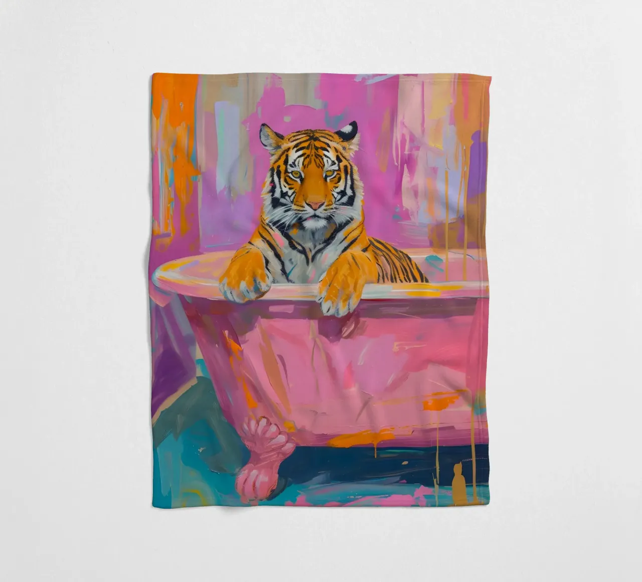 "Tiger's Soak" Abstract Pop Art - Vibrant & Whimsical fleece blanket by ClubArt
