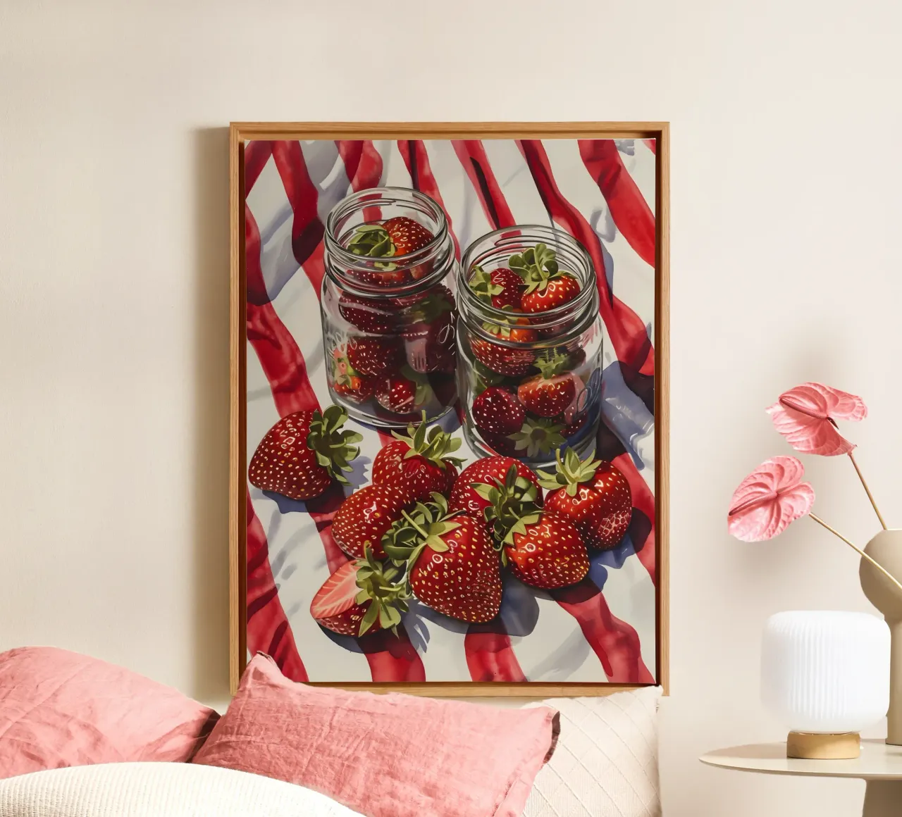 Jörg Gamroth - Fragole iperrealiste, natura morta, cibo A tela con Cornice a cassetta da ClubArt