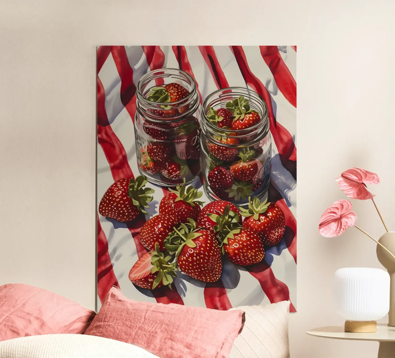 Jörg Gamroth - Fragole iperrealiste, natura morta, cibo A poster con telaio in legno da ClubArt
