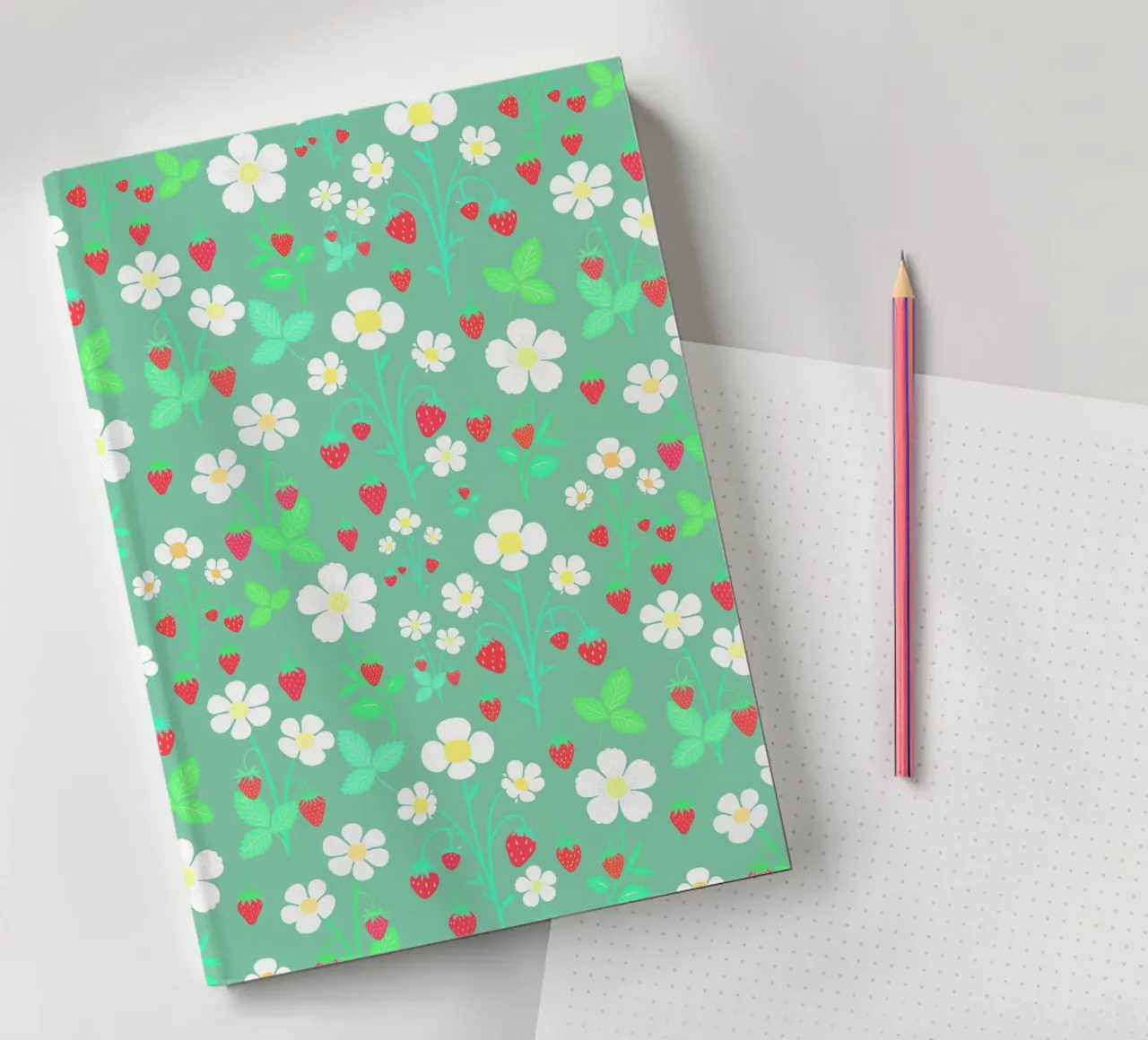 Wild Strawberries Sage Green notebook by SilverPegasus