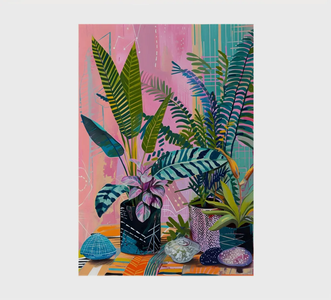 Paint Road - Abstract Jungle Dreams, Maximalist Botanicals, notebook by ClubArt