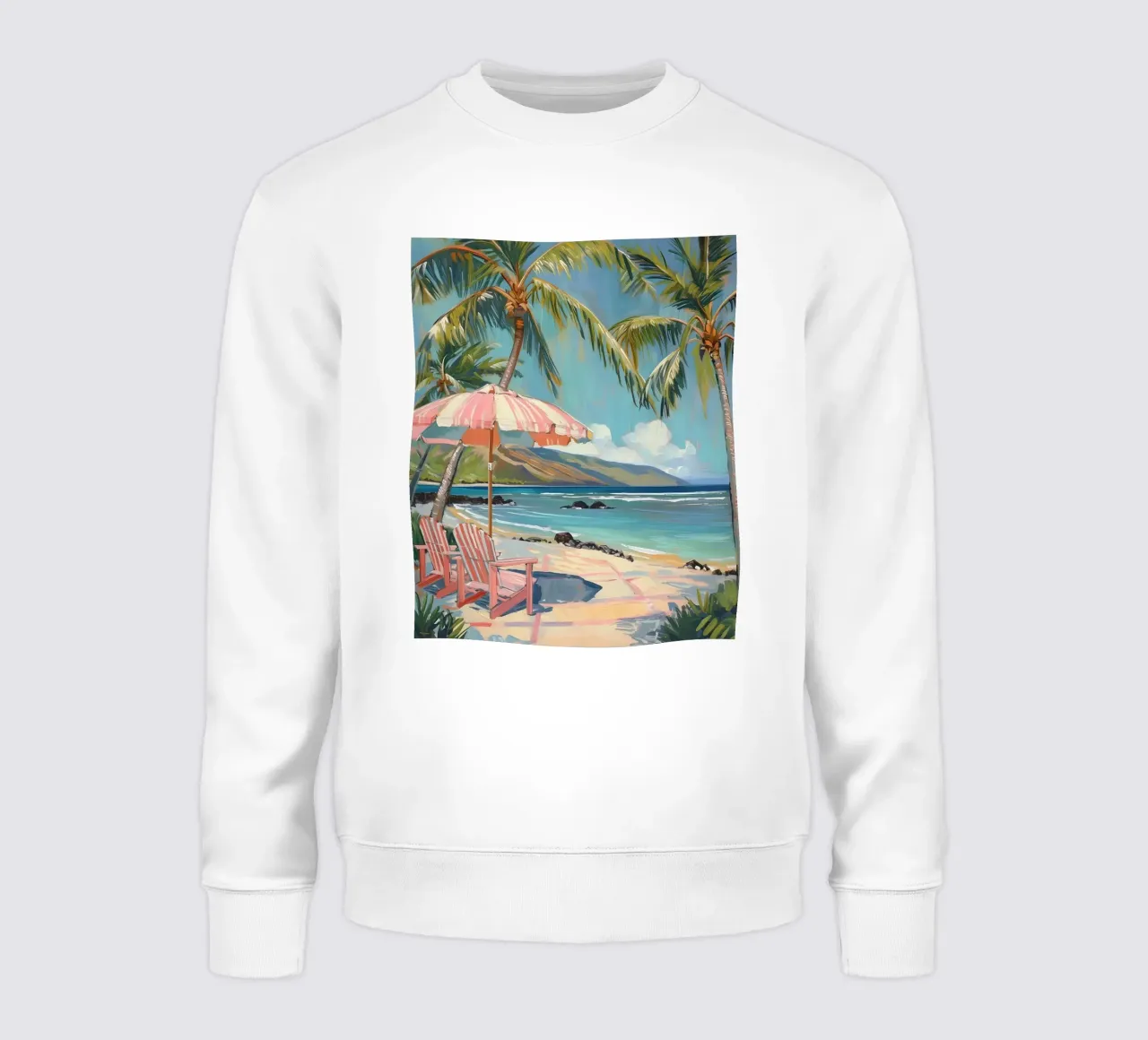 Jörg Gamroth - Spiaggia tropicale impressionista, vita costiera, felpa da ClubArt