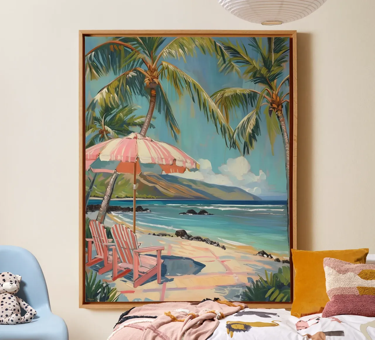 Jörg Gamroth - Impressionistisch tropisch strand, kustleven, canvas met Baklijst van ClubArt