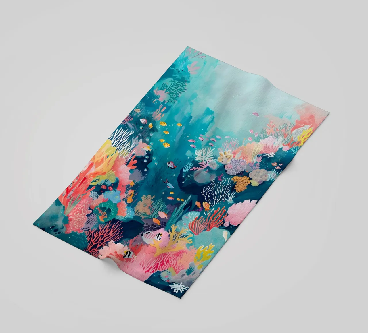 Jörg Gamroth - Vibrant Coral Reef, Underwater World, Ocean L beach towel by ClubArt