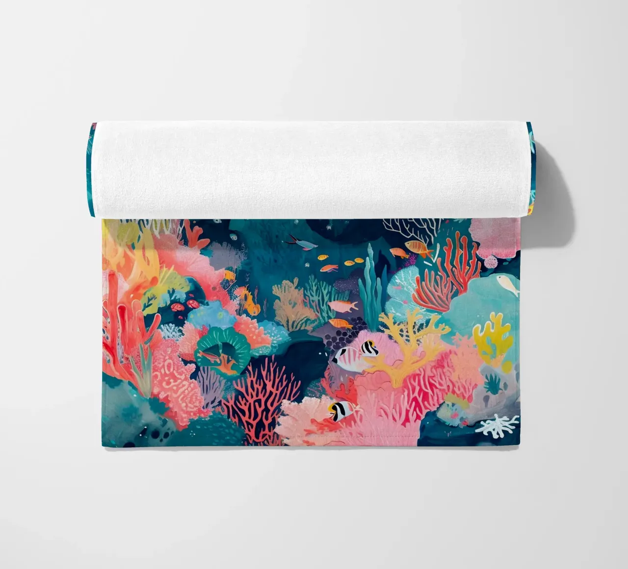 Jörg Gamroth - Vibrant Coral Reef, Underwater World, Ocean L beach towel by ClubArt