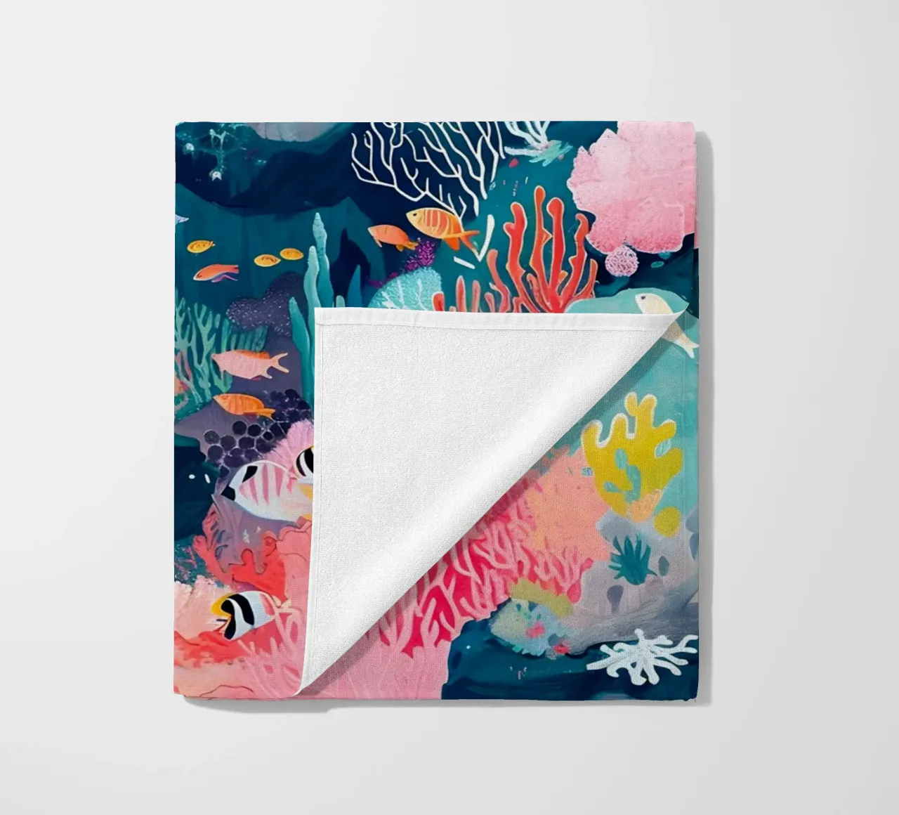 Jörg Gamroth - Vibrant Coral Reef, Underwater World, Ocean L beach towel by ClubArt