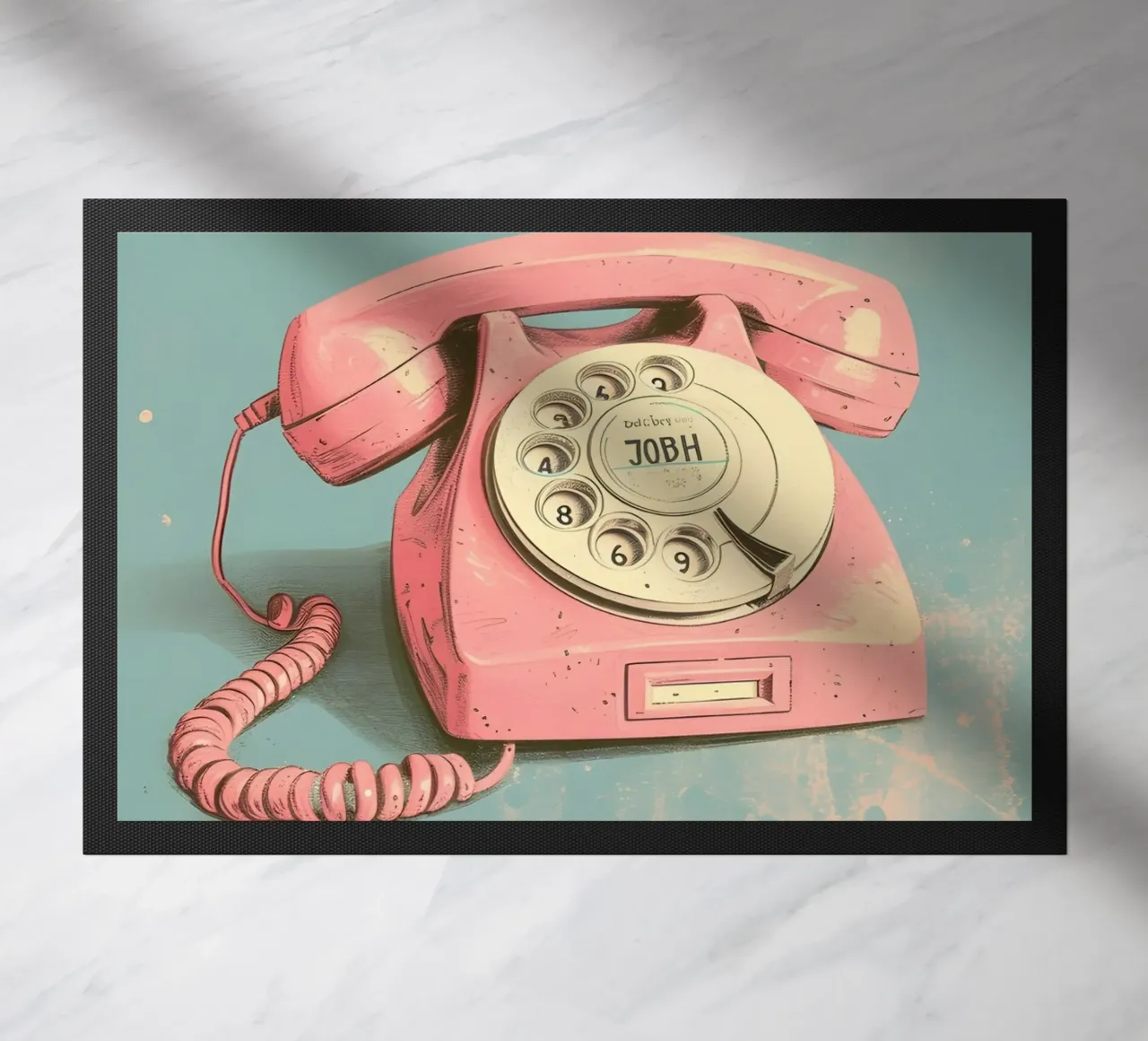 Téléphone rotatif rétro - Vintage Pink, Pop Art, Nostalgie, Aesth paillasson de ClubArt
