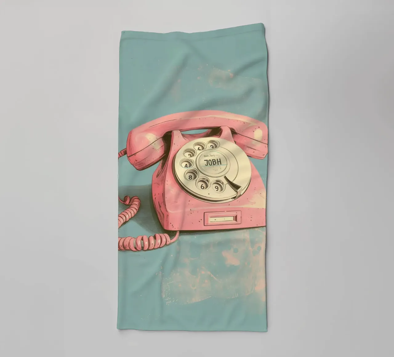 Retro Draaitelefoon - Vintage Roze, Pop Art, Nostalgie, Aesth badhanddoek van ClubArt