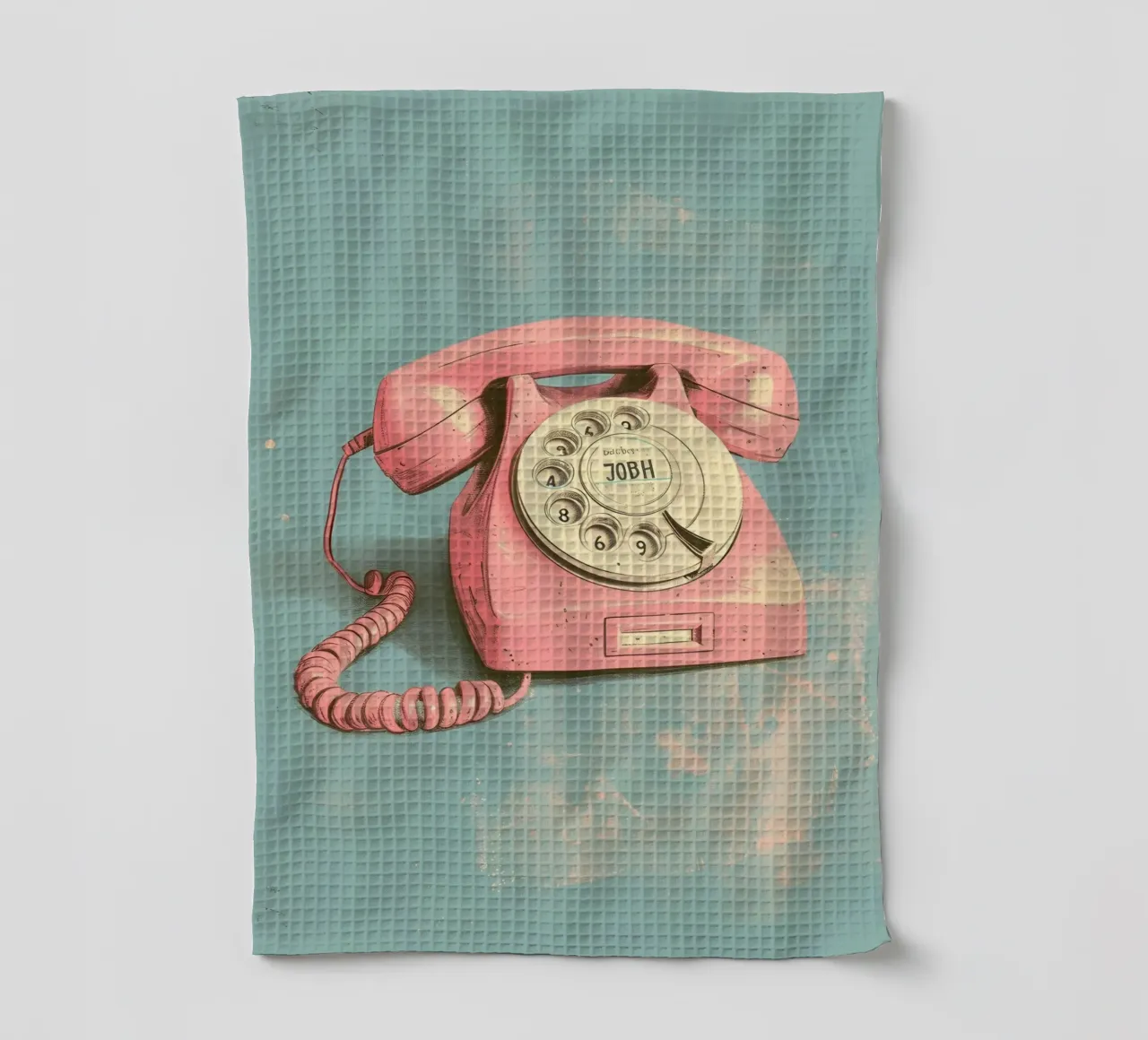 Téléphone rotatif rétro - Vintage Pink, Pop Art, Nostalgie, Aesth torchon de ClubArt