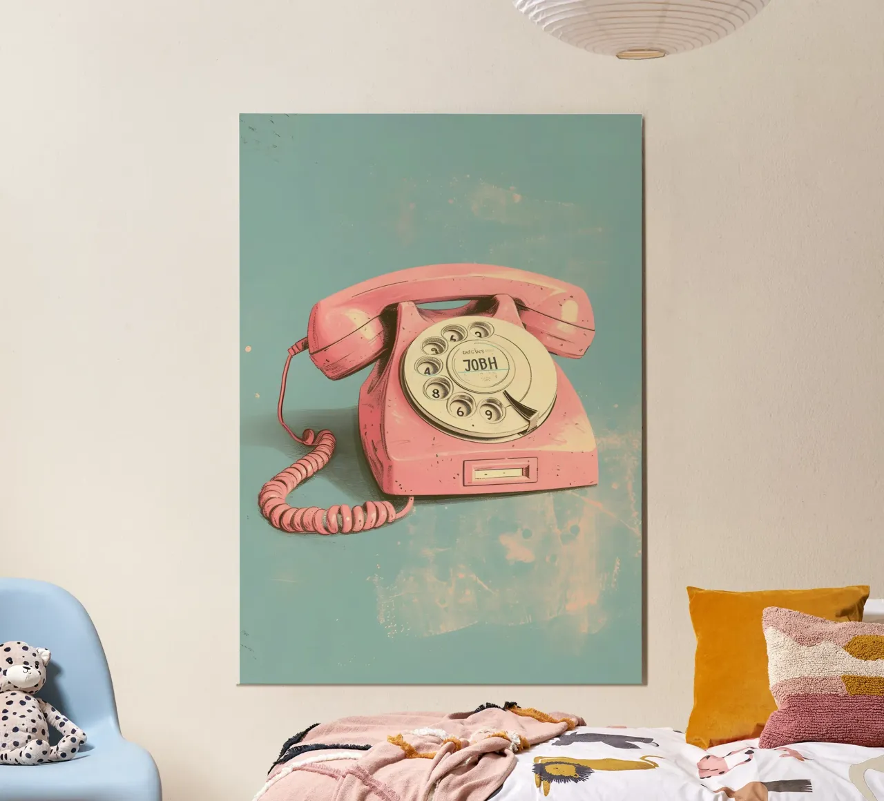Telefono rotante retrò - Rosa vintage, Pop Art, Nostalgia, Aesth poster con telaio in plastica da ClubArt