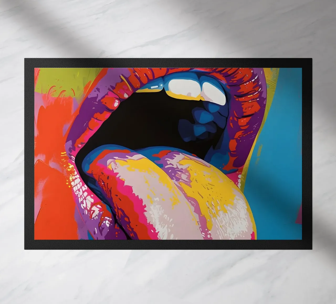 Labbra Pop Art - Lingua vibrante, espressione audace, grafica moderna zerbino da ClubArt