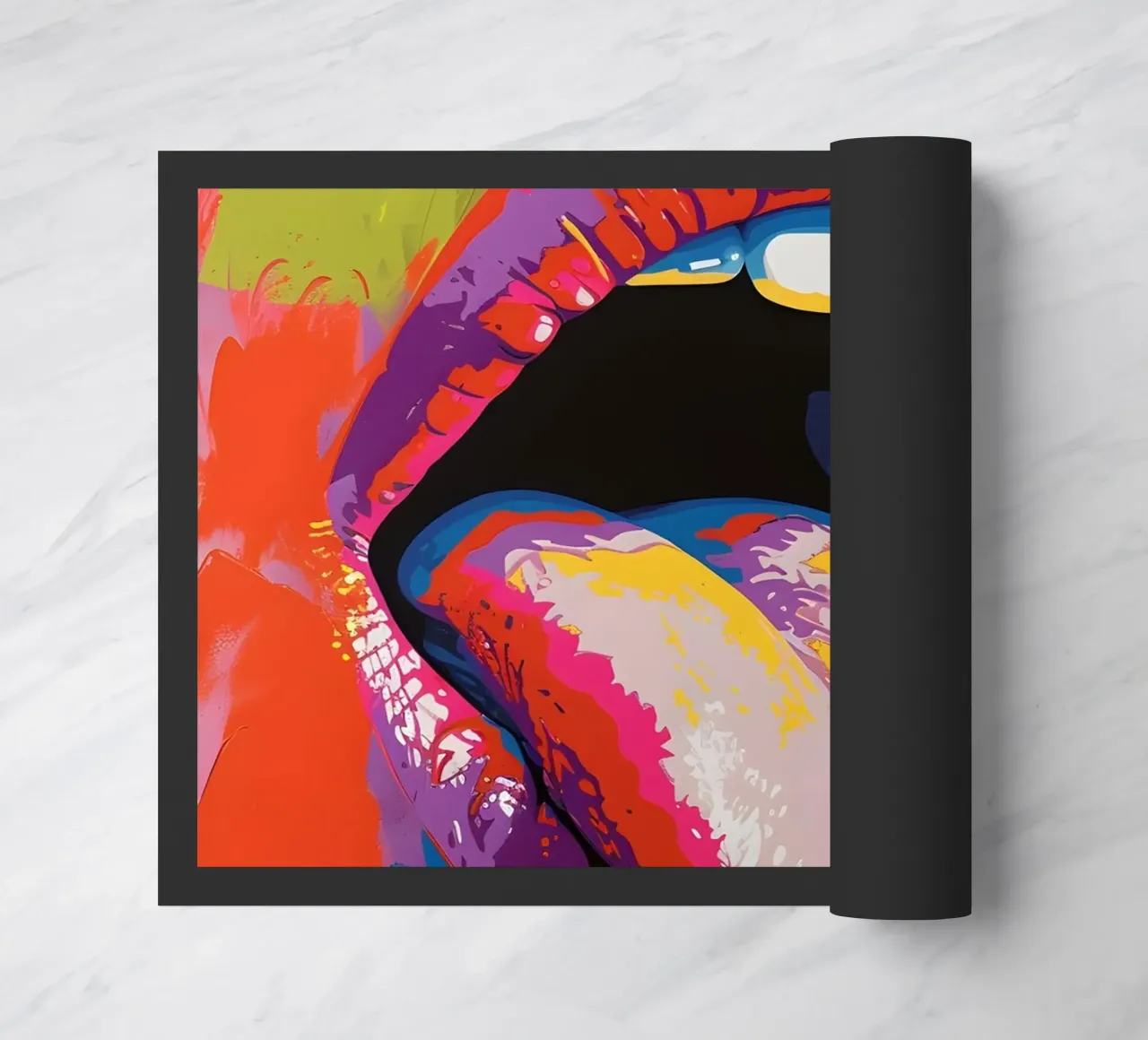 Labbra Pop Art - Lingua vibrante, espressione audace, grafica moderna zerbino da ClubArt