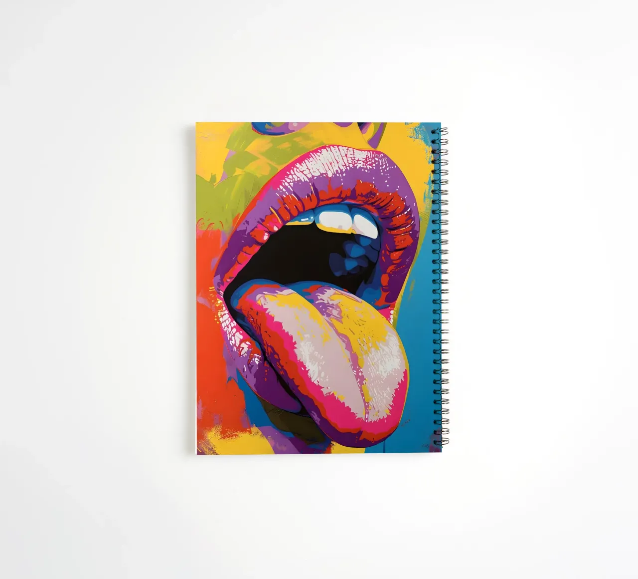 Pop Art Lips - Vibrant Tongue, Bold Expression, Modern Graph spiral notebook by ClubArt