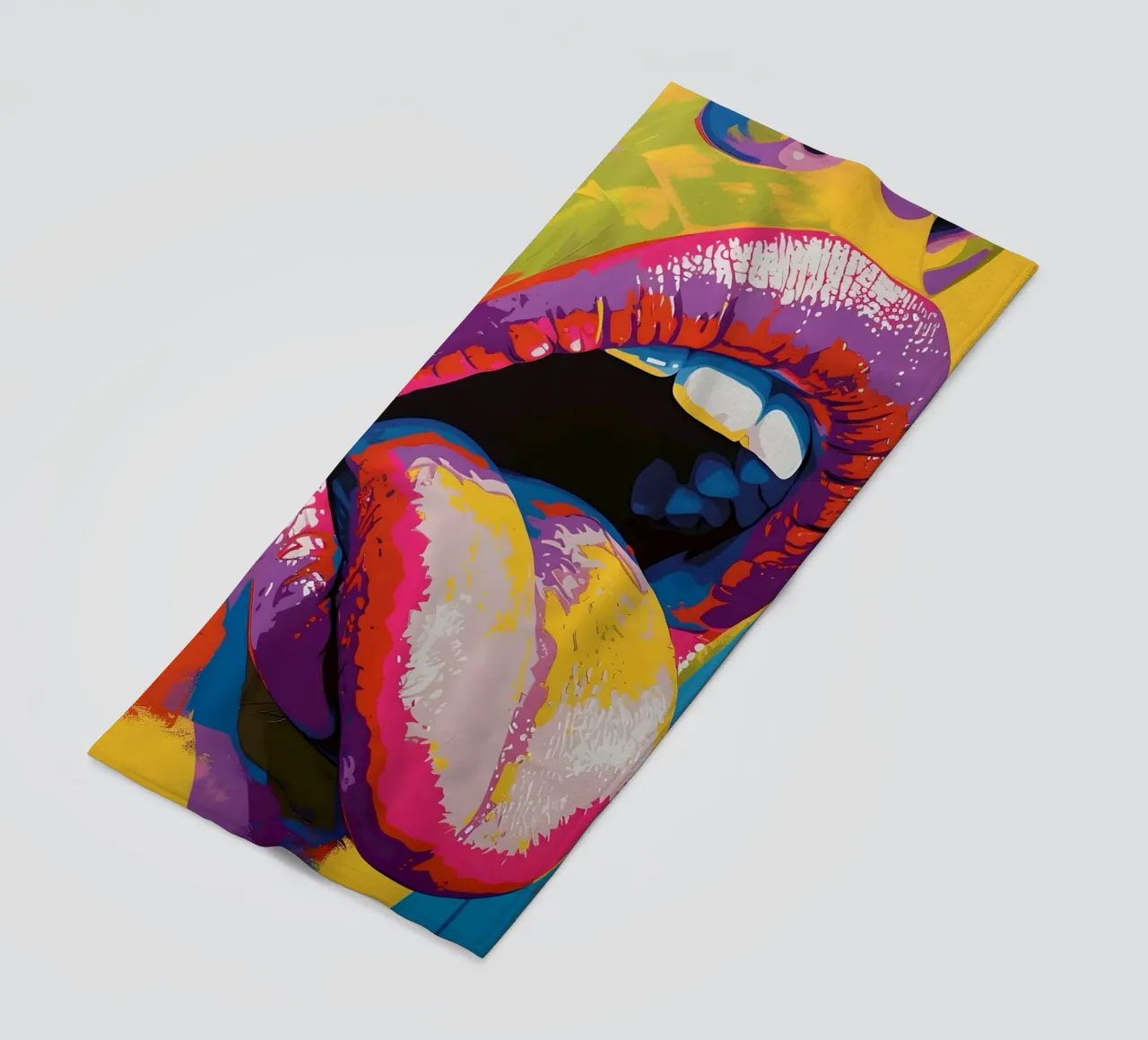 Labbra Pop Art - Lingua vibrante, espressione audace, grafica moderna telo mare da ClubArt