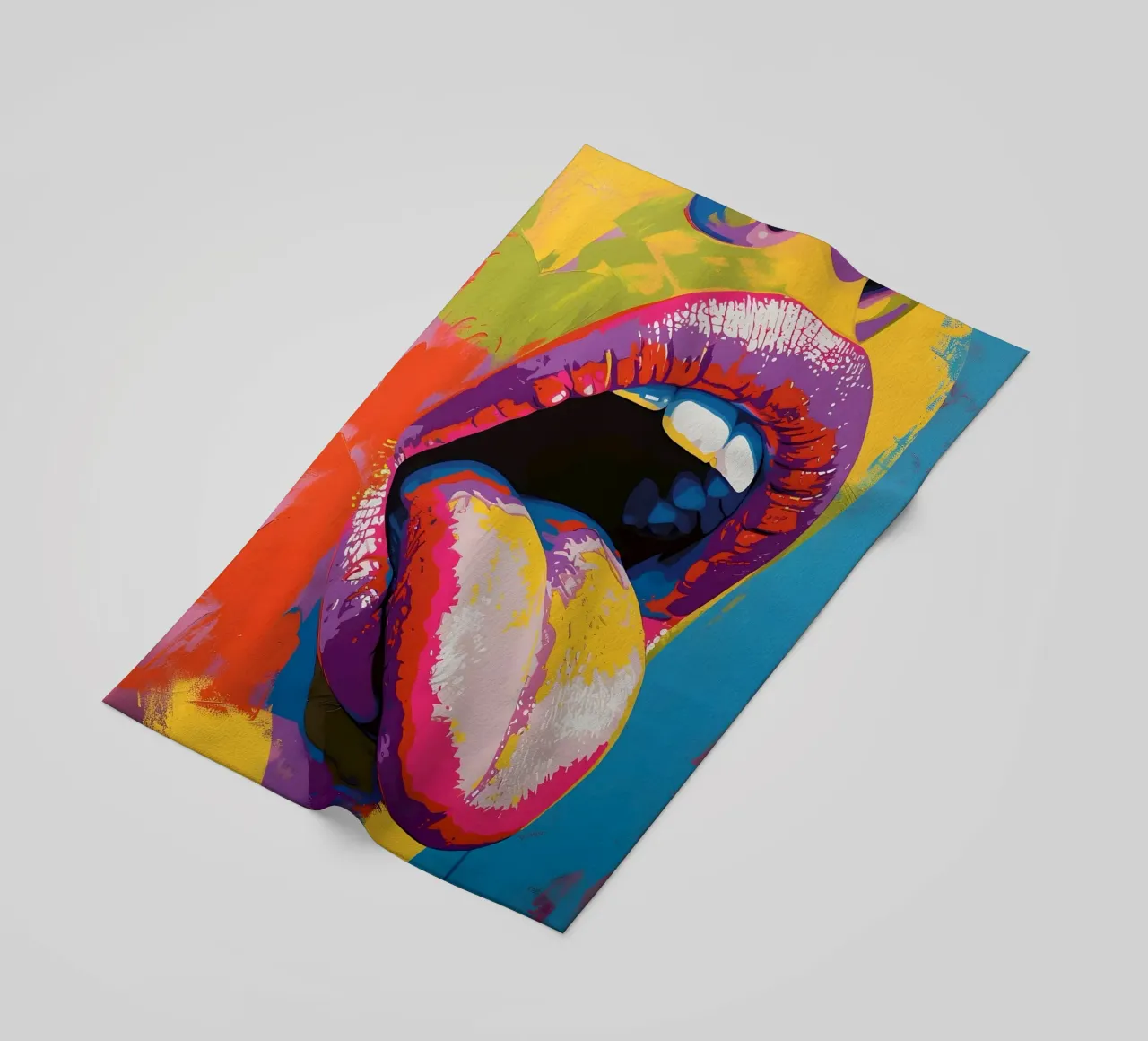 Labbra Pop Art - Lingua vibrante, espressione audace, grafica moderna telo mare da ClubArt