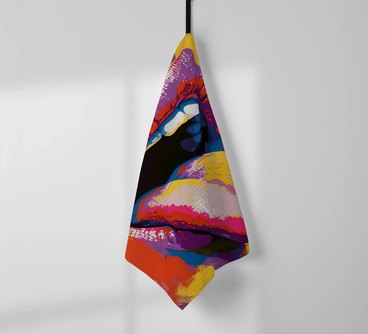 Lèvres Pop Art - Langue vibrante, expression audacieuse, graphisme moderne torchon de ClubArt