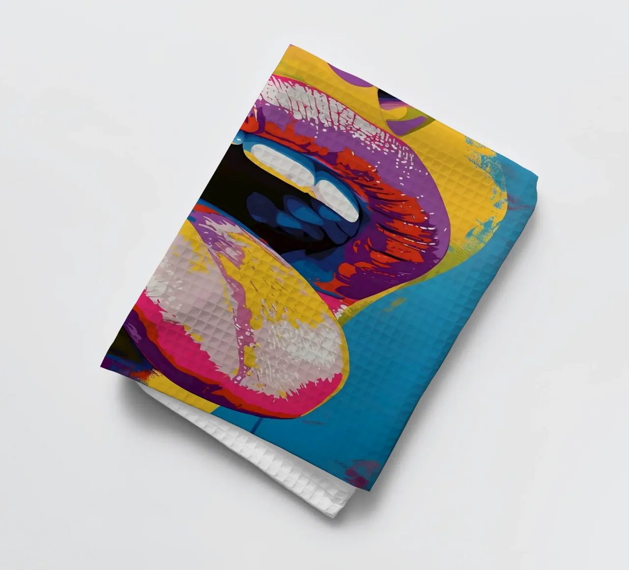 Lèvres Pop Art - Langue vibrante, expression audacieuse, graphisme moderne torchon de ClubArt