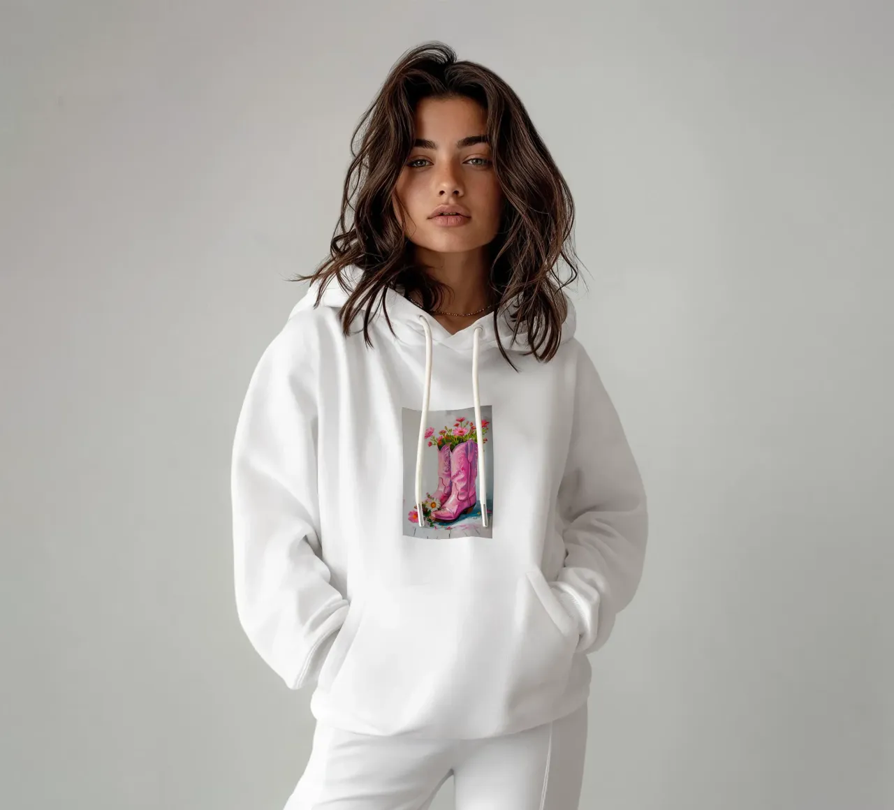 Botas vaqueras rosas de Gabad: Floral Pop Art Chic & Boho Vibes sudadera con capucha de ClubArt